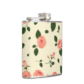 Pretty Pink Roses Pastel Pink Pattern Flachmann (Rechts)