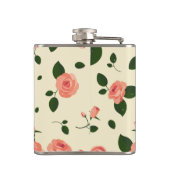 Pretty Pink Roses Pastel Pink Pattern Flachmann (Rückseite)