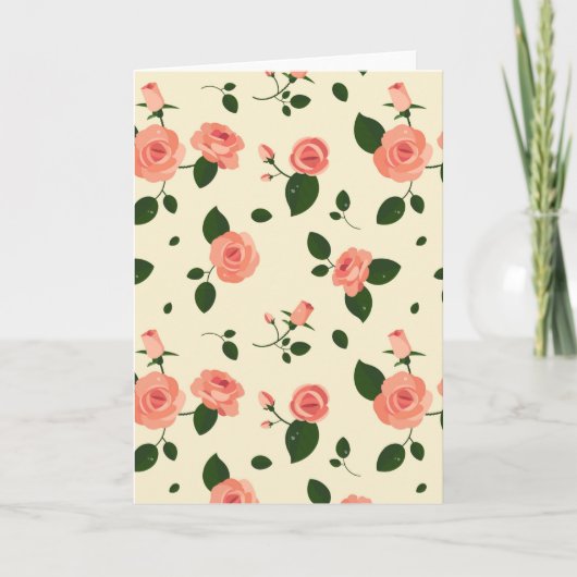Pretty Pink Roses Pastel Pink Pattern Karte (Vorderseite)