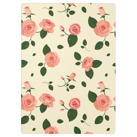 Pretty Pink Roses Pastel Pink Pattern Klemmbrett (Rückseite)