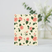 Pretty Pink Roses Pastel Pink Pattern Postkarte (Stehend Vorderseite)