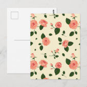 Pretty Pink Roses Pastel Pink Pattern Postkarte (Vorne/Hinten)