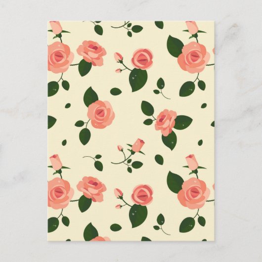 Pretty Pink Roses Pastel Pink Pattern Postkarte (Vorderseite)