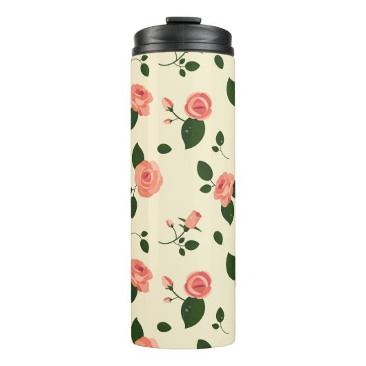 Pretty Pink Roses Pastel Pink Pattern Thermosbecher (Vorderseite)