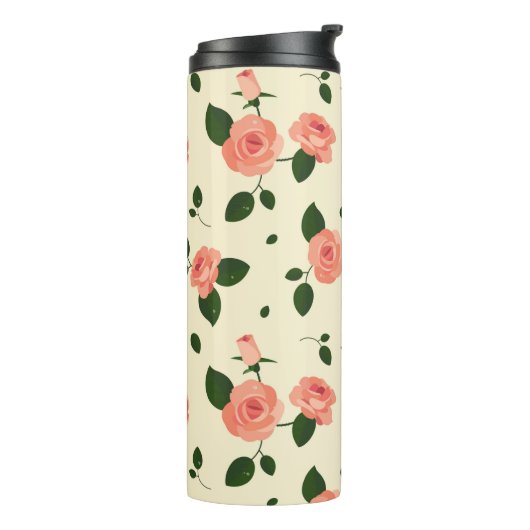 Pretty Pink Roses Pastel Pink Pattern Thermosbecher (Nach links gedreht)