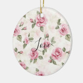 Pretty Pink Roses Romantic Love Keramik Ornament (Links)