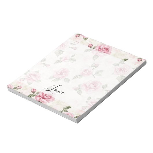 Pretty Pink Roses Romantic Love Notizblock (Rotiert)