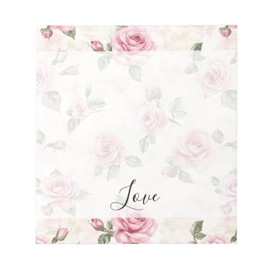 Pretty Pink Roses Romantic Love Notizblock (Vorderseite)