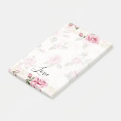 Pretty Pink Roses Romantic Love Post-it Klebezettel (angewinkelt)