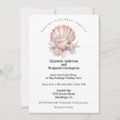 Pretty Pink Seashell and Pearls Wedding Einladung (Vorderseite)