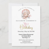 Pretty Pink Seashell und Perlen 21. Geburtstag Einladung (Vorderseite)