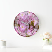 Pretty Pink Spring Blossom Große Wanduhr (Zuhause)