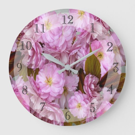 Pretty Pink Spring Blossom Große Wanduhr (Vorderseite)