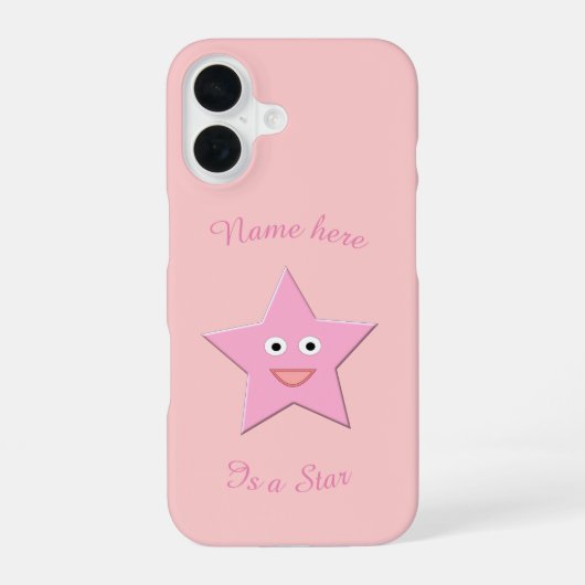 Pretty Pink Star Custom iPhone 16 Hülle (Rückseite)
