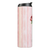 Pretty Pink Stripes Roses Floral Thermosbecher (Nach links gedreht)