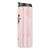 Pretty Pink Stripes Roses Floral Thermosbecher (Nach rechts gedreht)