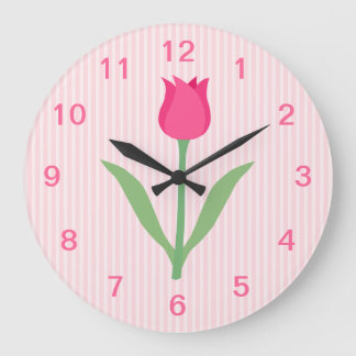 Pretty Pink Tulip Flower. Große Wanduhr