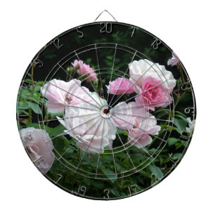 Pretty Pink und White Rose Flower Bushes. Floral, Dartscheibe