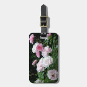 Pretty Pink und White Rose Flower Bushes. Floral, Gepäckanhänger (Vorderseite vertikal)