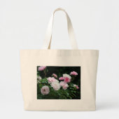 Pretty Pink und White Rose Flower Bushes. Floral, Jumbo Stoffbeutel (Vorne)