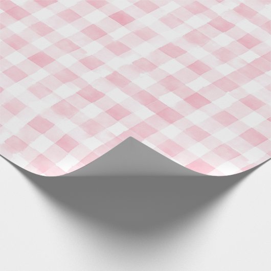 Pretty Pink White Plaid Stripes Bridal Shower Geschenkpapier (Ecke)