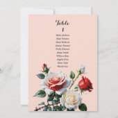 Pretty pink white red rose seating chart card einladung (Rückseite)