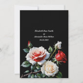 Pretty pink white red roses dark floral wedding einladung (Rückseite)