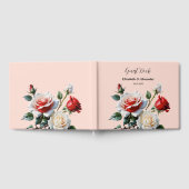 Pretty pink white red roses floral wedding  gästebuch (Voll)