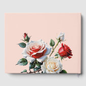 Pretty pink white red roses floral wedding gästebuch (Rückseite)