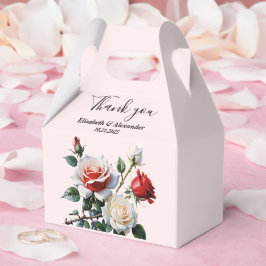 Pretty pink white red roses floral wedding geschenkschachtel