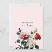 Pretty pink white red roses Rehearsal dinner Einladung (Rückseite)