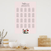 Pretty pink white red roses seating chart poster (Küche)