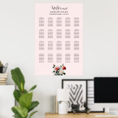 Pretty pink white red roses seating chart poster (Heimbüro)
