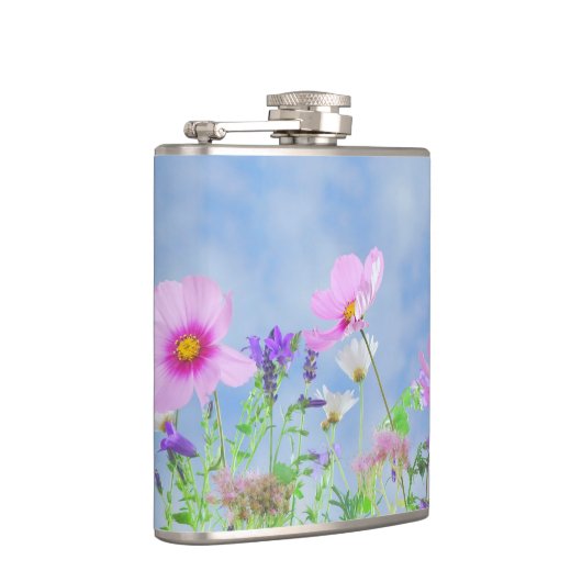 Pretty Pink Wild Flower Meadow Flachmann (Rechts)