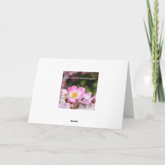 pretty pink wild rose flower thank you cards dankeskarte (Rückseite)