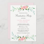 Pretty Pink Wildflower Graduation Party Invitation Einladung (Vorne/Hinten)