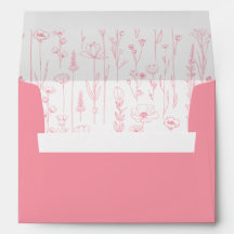 Pretty Pink Wildflower Printed Envelope Interior