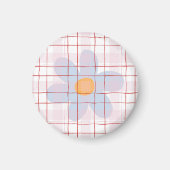 Pretty plaid with blue floral Girly artwork Magnet (Vorne)