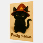 Pretty Please – Cute Black Cat with Wizard Hat Acrylschild (Winkel)