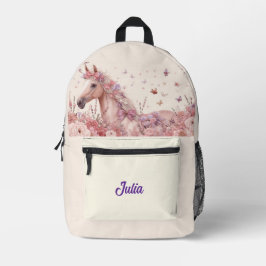 Pretty Ponies and Petals Horse Backpack for Girls Bedruckter Rucksack
