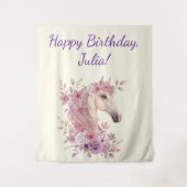 Pretty Ponies and Petals Horse Birthday Banner Wandteppich (Vorderseite)