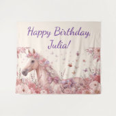 Pretty Ponies and Petals Horse Birthday Banner Wandteppich (Vorderseite (Horizontal))
