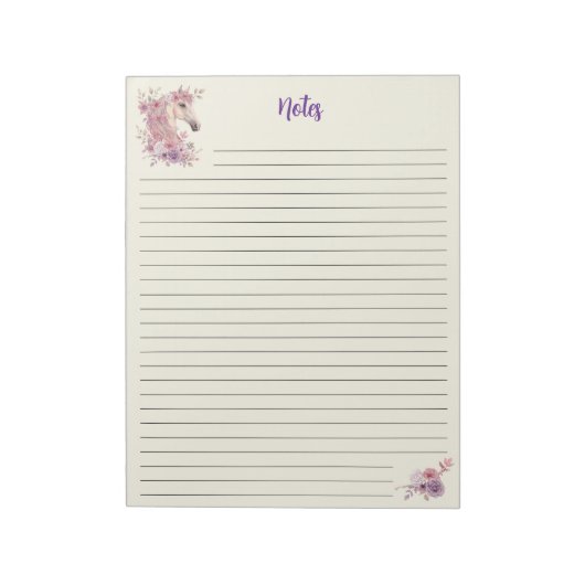 Pretty Ponies and Petals Horse Notepad Notizblock (Rotiert)