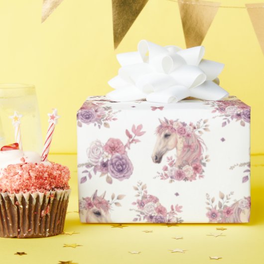 Pretty Ponies and Petals Horse Wrapping Paper Geschenkpapier (Geburtstagsparty)