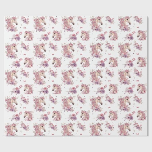 Pretty Ponies and Petals Horse Wrapping Paper Geschenkpapier (Flach)