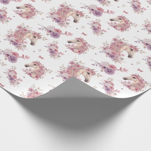 Pretty Ponies and Petals Horse Wrapping Paper Geschenkpapier (Ecke)
