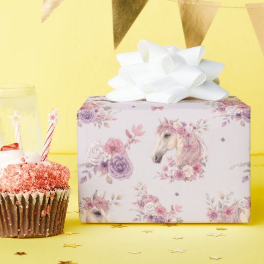 Pretty Ponies and Petals Horse Wrapping Paper Geschenkpapier (Geburtstagsparty)