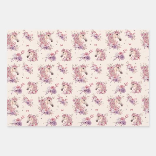 Pretty Ponies and Petals Horse Wrapping Paper Geschenkpapier Set (Vorderseite 3)