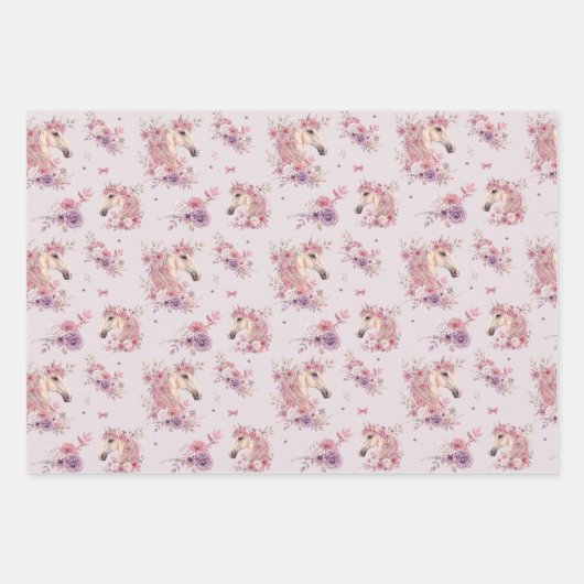 Pretty Ponies and Petals Horse Wrapping Paper Geschenkpapier Set (Vorderseite 2)