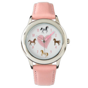 Pretty Ponies and Pink Heart Horse Armbanduhr